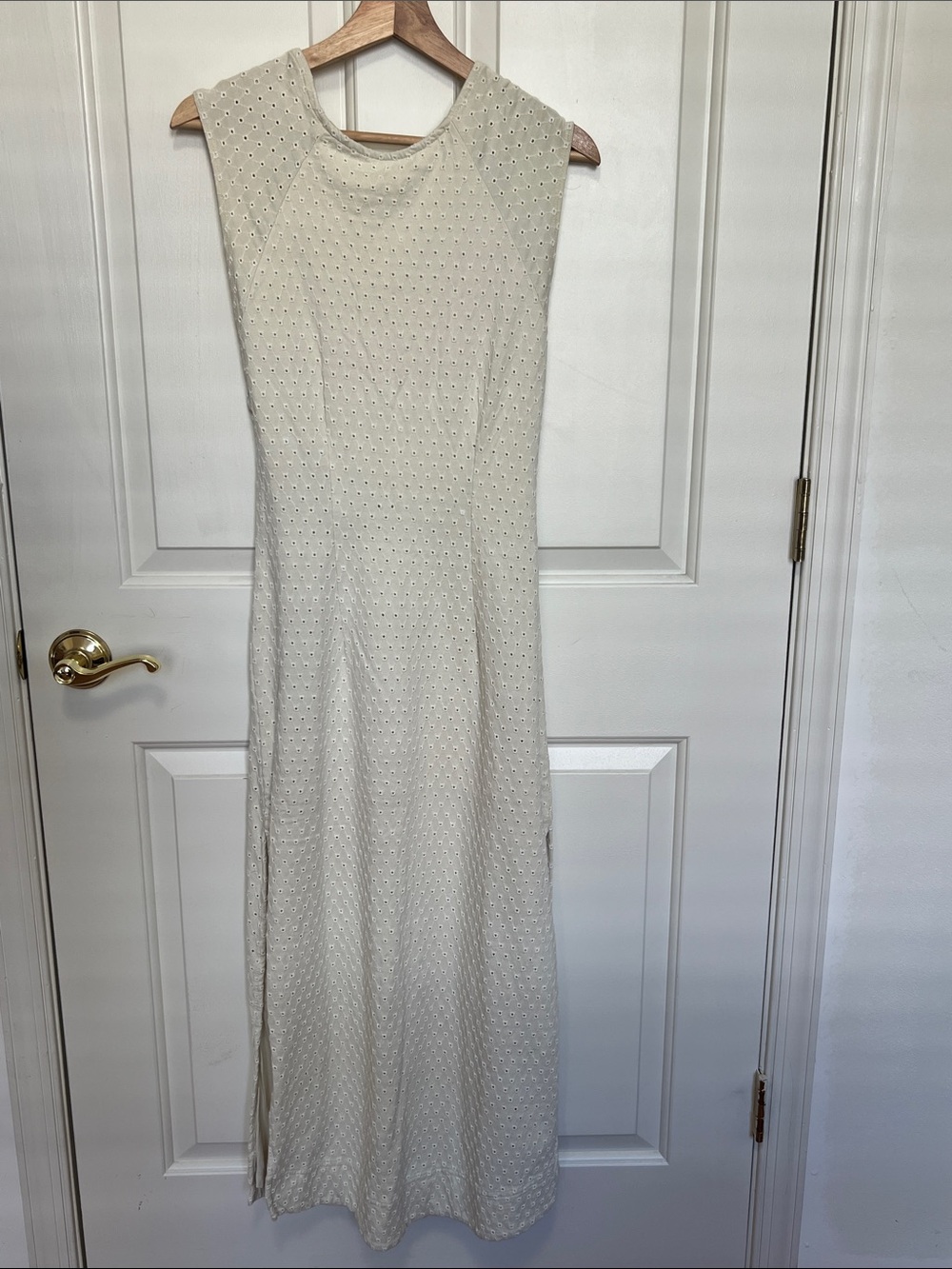 Free People Cream Eyelet Sleeveless Maxi Dress